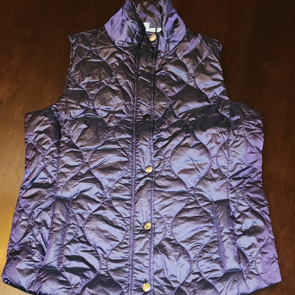 Chico's Shiny Purple Quilted Puffer Vest sz 1(Medium)
